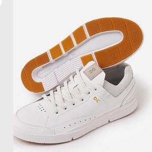 On Running White Sneakers with Tan Sole